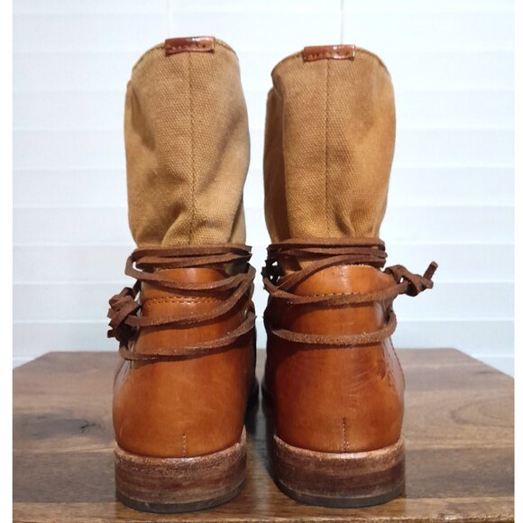 Patricia Nash Leather Canvas Brown Leather Women's Pull On Boots Sz 7 Boho - Picture 3 of 10